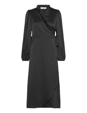 Peony Long Sleeve Dress Dresses Wrap Dresses Svart A-View*Betinget Tilbud