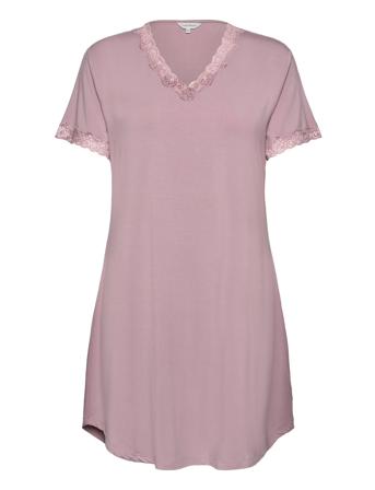 Bamboo Short Sleeve Nightdress With Nattkjole Rosa Lady Avenue*Betinget Tilbud