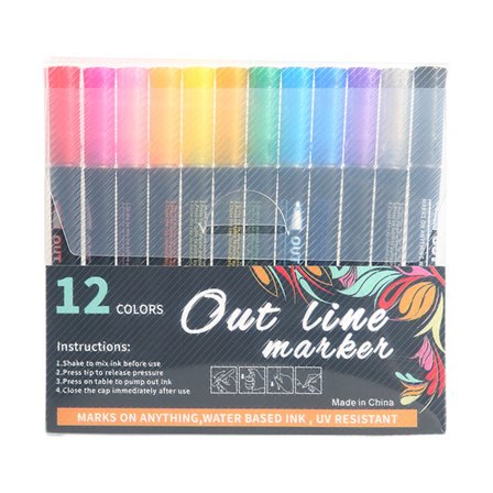Kontur Linje Markører Kunst Markører Pen Farvelægning Markører Farvemarkør