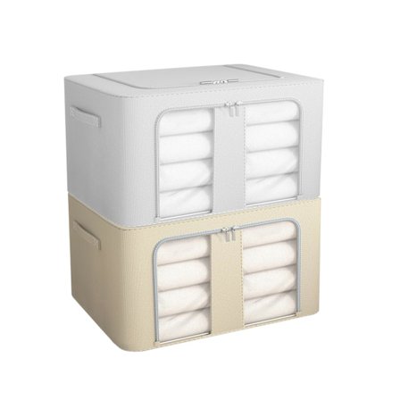 Dele til tøjopbevaring og -organisering, sammenklappelig opbevaringsboks med Oxford-stålramme, stablebare opbevaringsbokse til tøj, sengetøj og tæpper