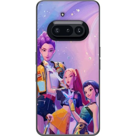 Kompatibelt Mobildeksel til Nothing Phone (3a) Futuristiske popdamer i neonfarger med magiske detaljer mot en drømmeaktig galaksebakgrunn