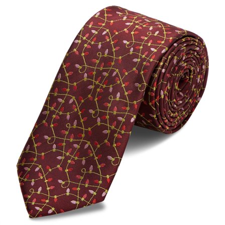 Burgundy Christmas Lights Tie for Men - Christmas ties