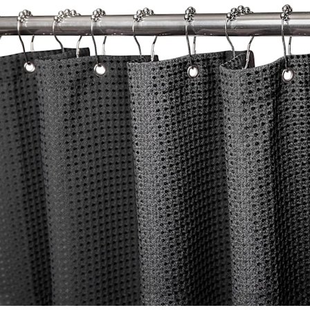 Bruseforhæng til badeværelse med metalkroge Vaffelstof Bruseforhæng Kraftigt badeforhæng til vådrum Badekar Brusekabine - 182 x 182 cm