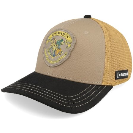 Capslab - Harry Potter Hogwarts Beige/Brown/Black Trucker Trucker Beige Cap - @ Hatstore