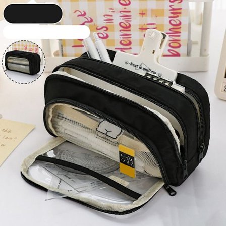 Transparent pennväska Brevpapperspåse SVART - spot sales