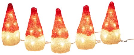 Konstsmide 6237-103 Dekorationsbelysning tomtar, akryl, 5 st, 40 LED, Belysning