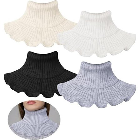 4-delt avtakbar turtleneck ensfarget turtleneck klestilbehør turtleneck halsvarmer dameturtleneck vindtett strikket varm hals