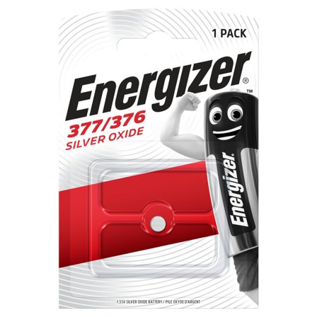 Energizer Silveroxid Knappecellebatteri 377/376, 1,55 V 6,8 x 2 mm, Elfordeling & strømforsyning