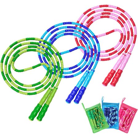 Hoppetov, justerbar længde, tangle-fri segmenteret blød perlekæde, fitness hoppetov til børn, mænd og kvinder vægttab 9,2 fod