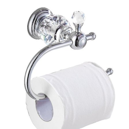 Toiletpapirholder i messing, Crystal-serien, poleret krom