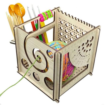 Kaikki yhdessä -puinen kulho, monitoiminen neulontaväline 2024, puinen kulho, neulonta-kulho