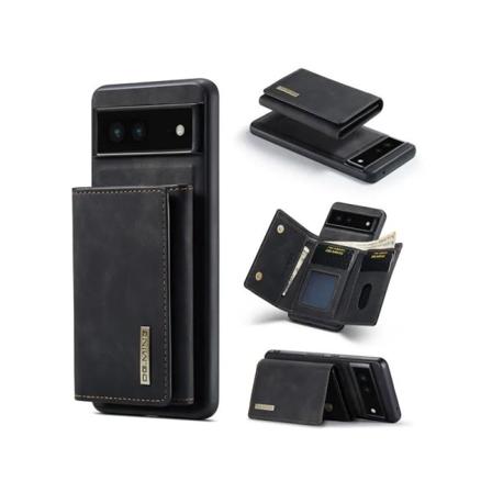 8-SLOT Google Pixel 6A stødsikkert cover med magnetisk kortholder DG.MING Tag Black