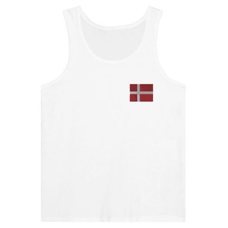 Tanktop - Danmarks Flag - Hvid - 100% bomuld - Slim fit - Blandet