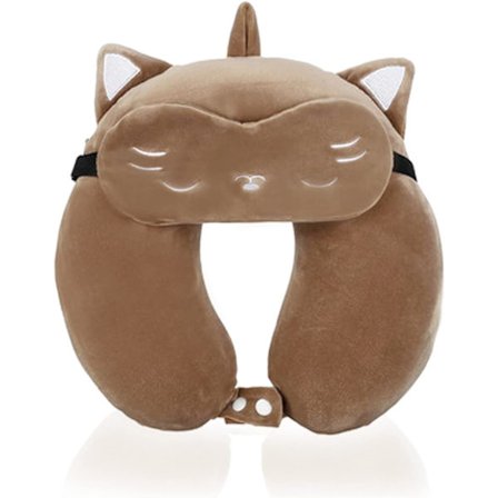 Matkatyyny, 100 % säädettävä muistivaahtotyyny, U-muotoinen niskatyyny silmänaamiolla matkustamiseen