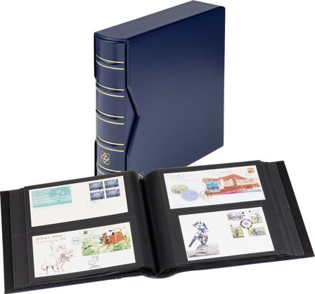 FDC-album DL og kassette 243 x 133 mm. til 200 postkort, breve og FDC'er