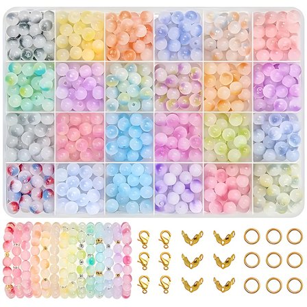 360 stk. 8 mm glasperler, der er egnede til DIY-armbånd, øreringe, håndlavede #01