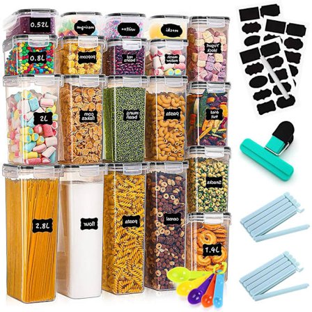 Förvaringsburkar med lock, förvaringsburkar set, set med 20, BPA-fri, med lock, förvaringsburk, förvaringsburkar för förvaring av müsli, mjöl (2,8 l 2