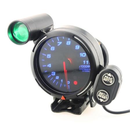 3,6 tommers 12V bilturtellermålersett 11000 RPM Blå LED med Shift Light