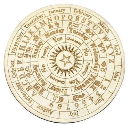 Ouija-brett i tre, polert, gradfri, spådom, metafysisk meldingsbrett for hjemmet (LGL)