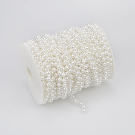 Muovinen DIY-helmihelminauha, 3 mm:n helminauha, helminauha, askarteluun (valkoinen)