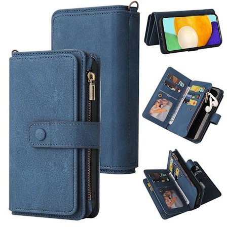 Compatible with Samsung Galaxy A52 5G/A52S PU Leather Magnetic Closure Fifteen Card Slots Zipper Pocket Phone Case