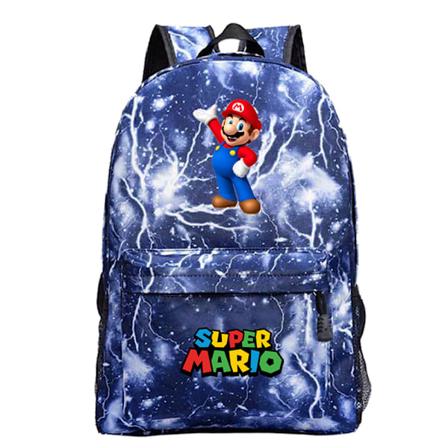 Super Mario Rygsæk Tegneserie Studerende Skole Taske Rejsetaske Lightning Blue