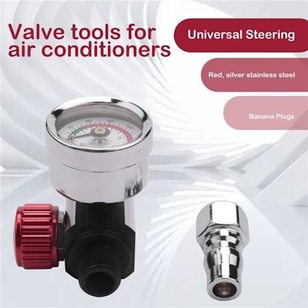 1 stk. Mini Bsp Luftregulator Ventil Værktøj 1/4 Tommer Manometer Lille Hale Holdbar 48 x 60mm med Dyse til Sprøjteværktøj