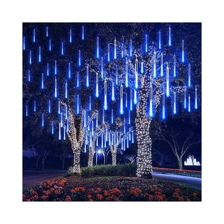 Meteor Shower Ljusslingor, 8 Rör 30CM 192 LED Belysning Meteor Shower Ljus Vattentät LED För Bröllop Familjeträd Trädgård Jul Fest (Blå)