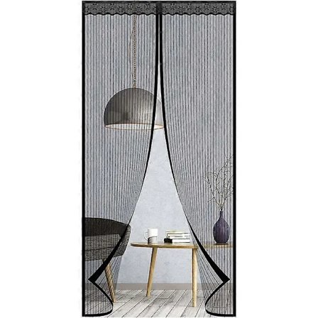 Myggnät för dörrar 90 x 210 cm, kraftigt för altandörr, myggnät med starka magneter och magisk tejp, (svart)