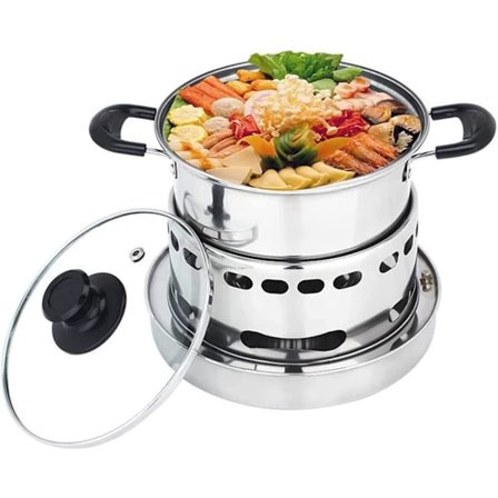 Alkoholbrenner med gryte i rustfritt stål, varm gryte, alkoholvarmer for hjem, restaurant og kjøkken, alkoholbrennersett