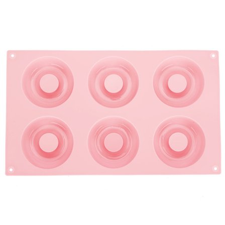 6 hulroms silikon donut bakeform brett non-stick kake kjeks form lageverktøy kjøkken tilbehør (rosa)