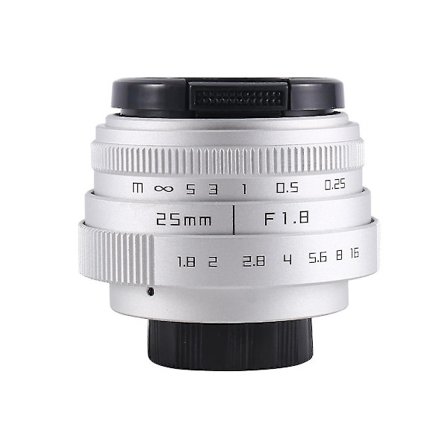25mm F1.8 -c Tv-objektiv/cctv-objektiv til 16mm C-mount-kamera - manuelt fokusobjektiv - sølv