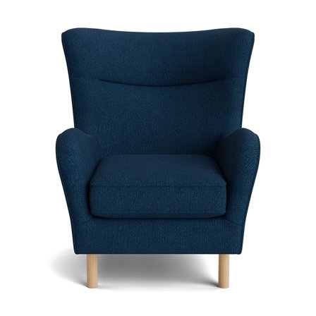 Lumo Sessel in Aragon Blau, einfarbig, moderner Polstersessel mit hohem Sitzkomfort, ergonomischer Rückenlehne, ideal fürs Wohnzimmer, 99cm