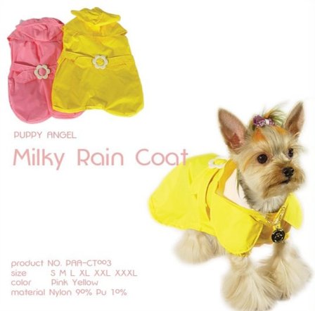 Puppy Angel - PA Milky Dog Rain Coat - Gul - Regnkläder, regnjacka & regntäcke till hund- För stora hundar