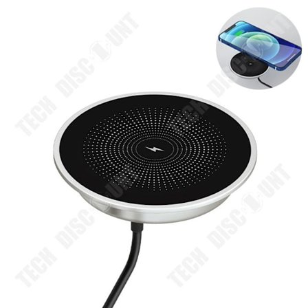 Bordsladdlös laddare - TECH DISCOUNT - Integrerad - 15W - Upptäckte främmande objekt - Silver Svart