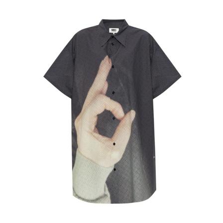 MM6 Maison Margiela, Dresses Bruin, Dames, Maat:M,Katoen,grafisch patroon