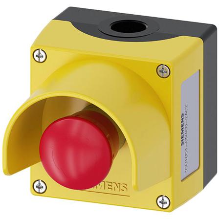Siemens 3SU1851-0NA00-2AC2 Nødstoppboks 1 manøvreringsposisjon Metall, 1 åpen kontakt, Elfordeling & strømforsyning