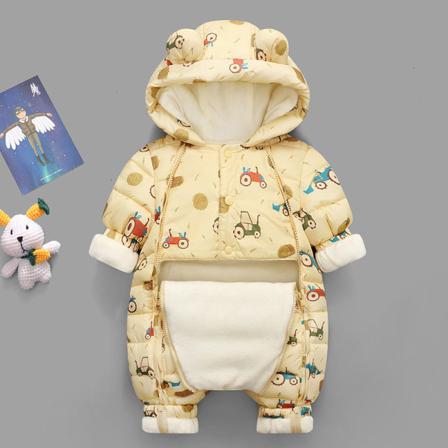 Baby Button Down Dragkedja One Piece Onesies Thicken Puffer Romper