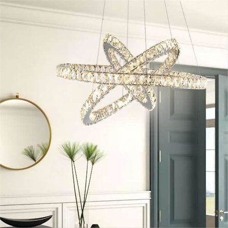 3-ringig dimbar LED-kristallkronlampa för tak