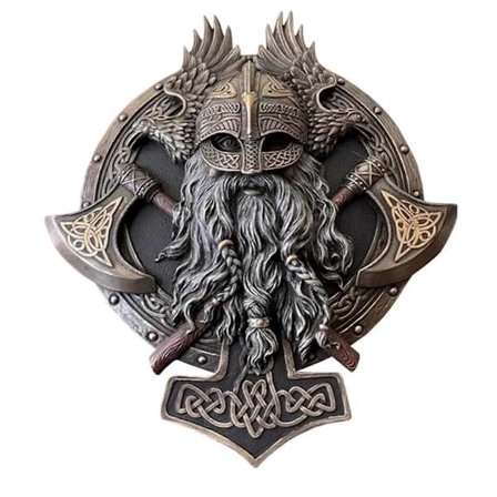 Viking Berserker Dobbeltøkse Vægplade, Vintage Resin Indretning (FMY)