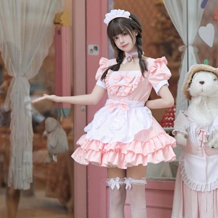 1 Søt Lolita Puffete Prinsessekjole Japansk Maid Forklesett, perfekt for fotoshoots eller cosplay