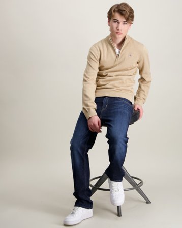 GANT Shield Cotton Half Zip Sweater Beige Genser Gutt - Kids Brand Store