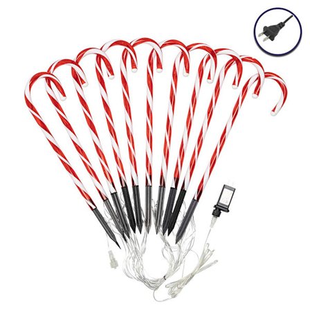 10 stk. Rød Candy Cane LED-lys Julebelyst lampestreng Udendørs gårdhave Landskab Ferie Xmas Pary Decor