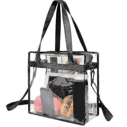Genomskinliga väskor Stadiongodkänd Genomskinlig Tote Bag med Dragkedja Crossbody Messenger Axelväska med Justerbar Rem KI