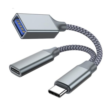 USB C OTG Kabel Telefon Adapter 2 i 1 Type-C til USB A Adapter med PD10W Opladningsport til Telefon Laptop Tablets