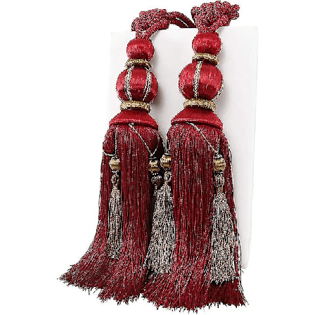 1 Par Gardinomtag Rep Handgjorda Tofs Gardinomtag Hållare Fönster Draperi Rep För Stora Och Tunga Gardiner, röd