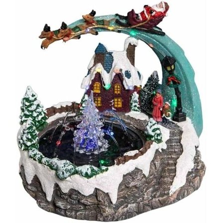 Julbyfontene med animert musikalsk lysende scene - Flerfarget