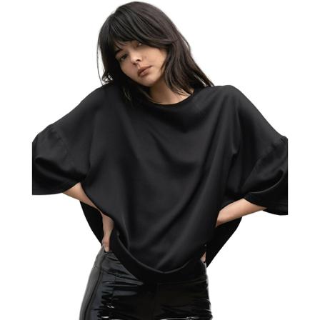 Ahlvar Gallery Thess silk tee black Sort, Dame Bluser