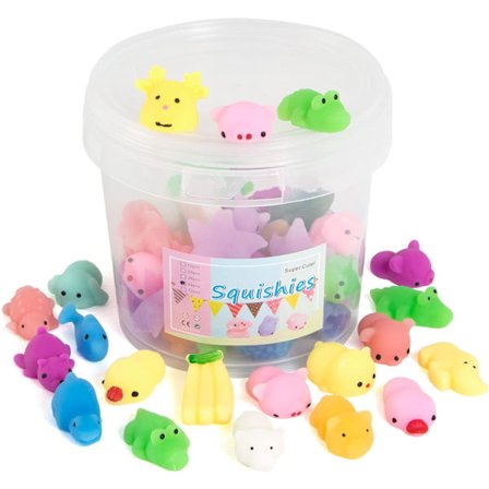 64 Pakk Fidget Toys, Sansesensoriske Lekevarer for Barnefest, Svampete Mochi Squishy Lekevarer for å Lindre Stress