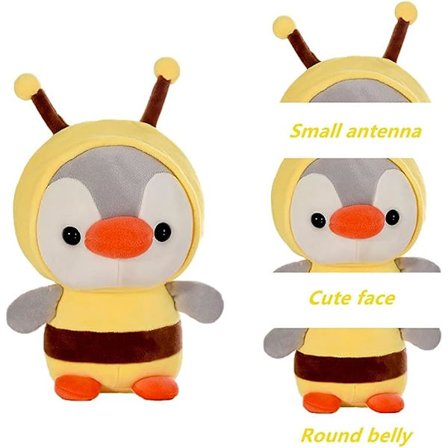 Söt plysch är en söt plyschdjur klädd som en bi av en pingvin.